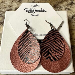 Boutique Rose Gold Zebra Teardrop Earrings
